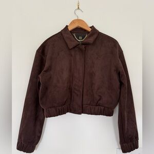 House of Harlow 1960 Brown Faux Suede Crop Women’s Jacket - Size Small